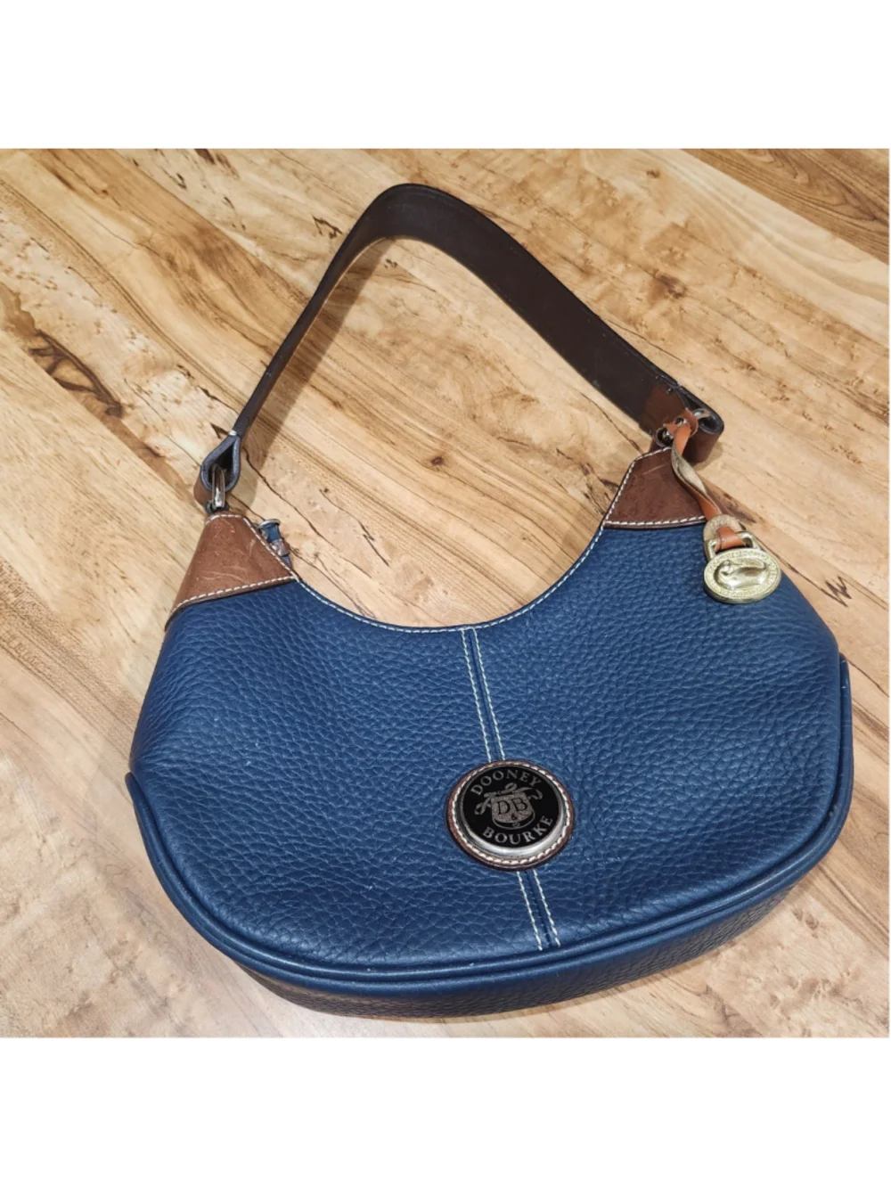 Dooney & Bourke Blue Pebbled Leather Hobo Bag